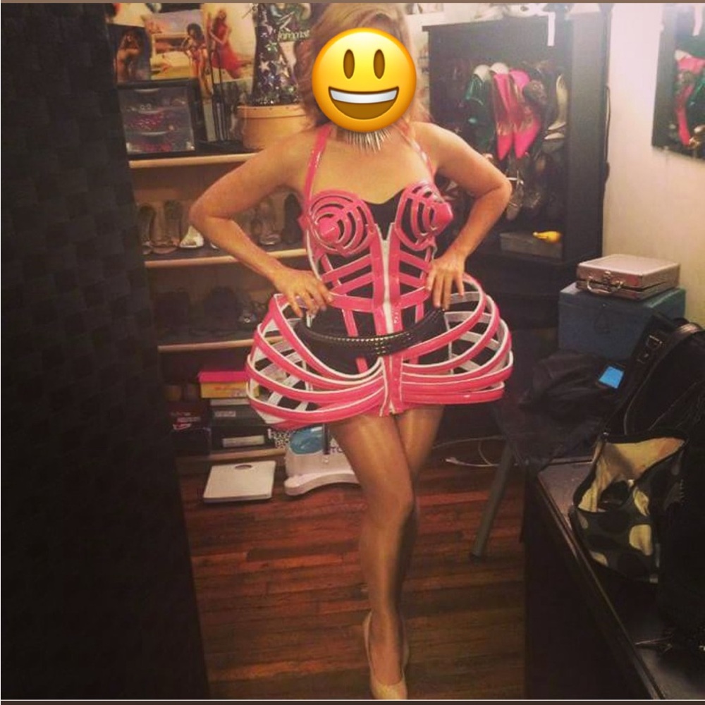Pink and Black Cage Dress